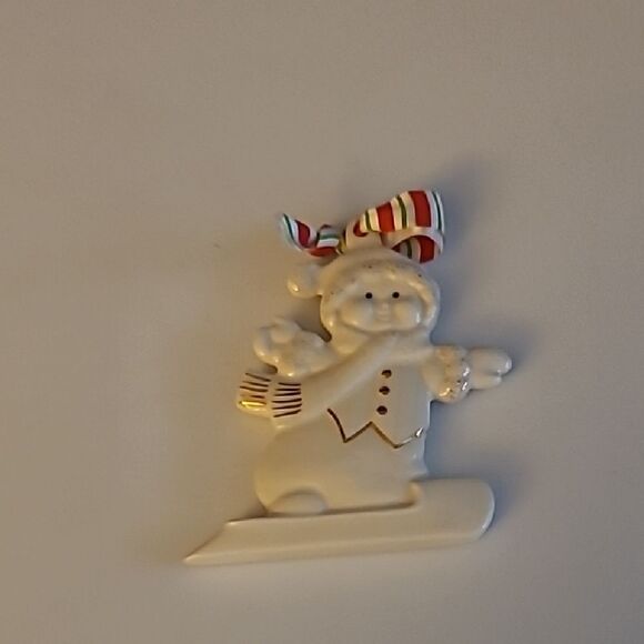 Lenox  Snowman Ornament with Striped Bow - Picture 1 of 3